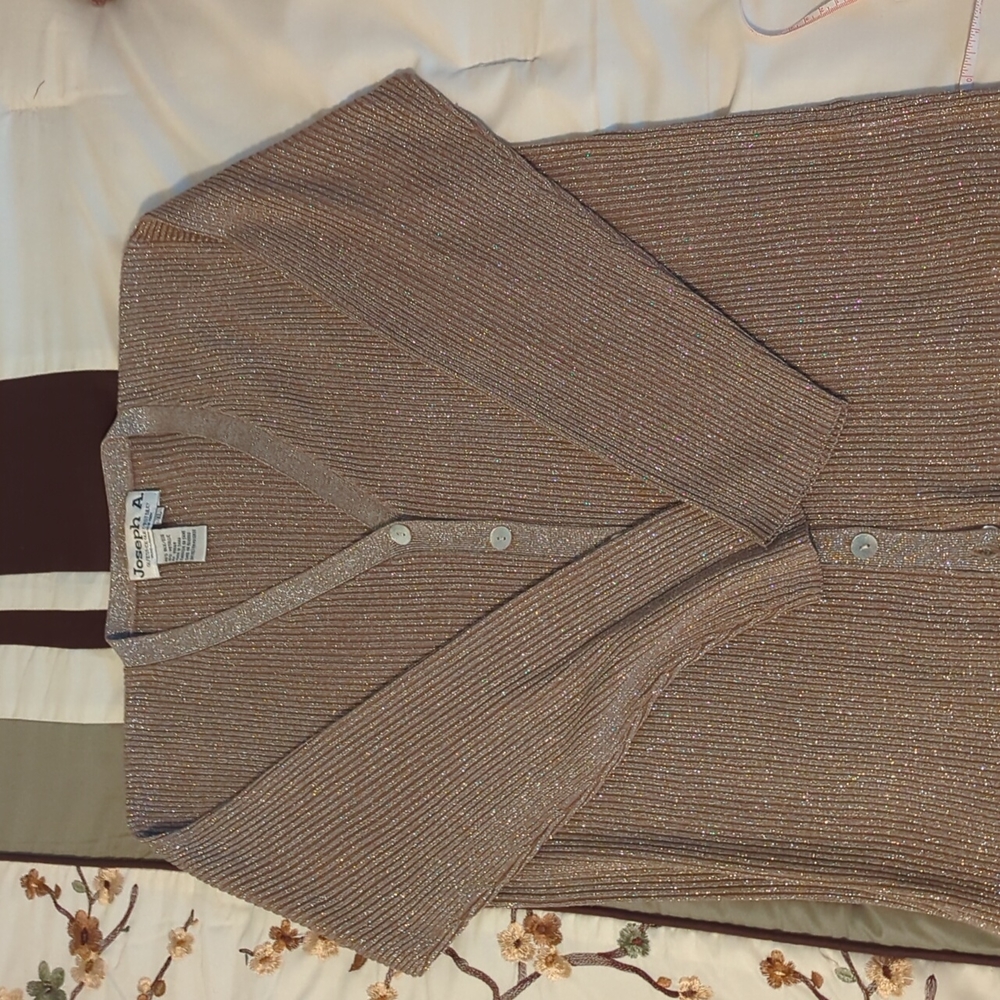 Joseph A. Gold metallic cardigan